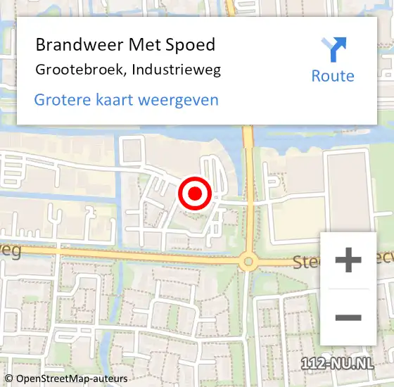 Locatie op kaart van de 112 melding: Brandweer Met Spoed Naar Grootebroek, Industrieweg op 15 maart 2016 11:48