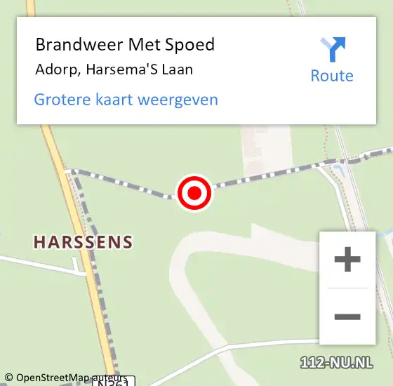 Locatie op kaart van de 112 melding: Brandweer Met Spoed Naar Adorp, Harsema'S Laan op 15 maart 2016 11:58