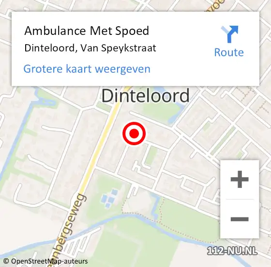 Locatie op kaart van de 112 melding: Ambulance Met Spoed Naar Dinteloord, Van Speykstraat op 15 maart 2016 12:19