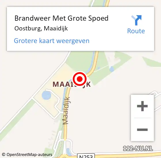 Locatie op kaart van de 112 melding: Brandweer Met Grote Spoed Naar Oostburg, Maaidijk op 15 maart 2016 13:11