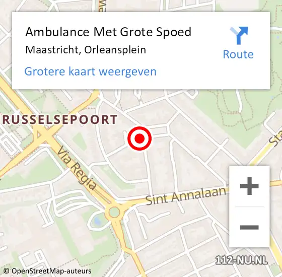 Locatie op kaart van de 112 melding: Ambulance Met Grote Spoed Naar Maastricht, Orleansplein op 9 december 2013 02:05