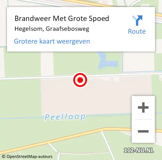 Locatie op kaart van de 112 melding: Brandweer Met Grote Spoed Naar Hegelsom, Graafsebosweg op 15 maart 2016 13:34