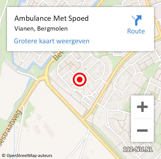 Locatie op kaart van de 112 melding: Ambulance Met Spoed Naar Vianen, Bergmolen op 15 maart 2016 14:00