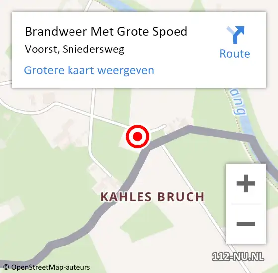 Locatie op kaart van de 112 melding: Brandweer Met Grote Spoed Naar Voorst, Sniedersweg op 15 maart 2016 14:51