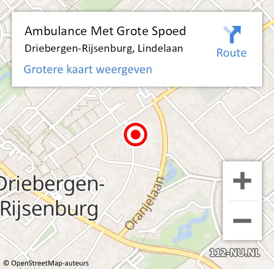 Locatie op kaart van de 112 melding: Ambulance Met Grote Spoed Naar Driebergen-Rijsenburg, Lindelaan op 15 maart 2016 15:36