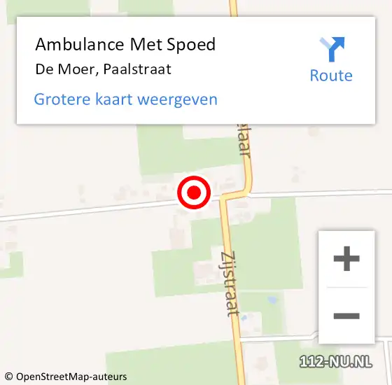 Locatie op kaart van de 112 melding: Ambulance Met Spoed Naar De Moer, Paalstraat op 15 maart 2016 16:13