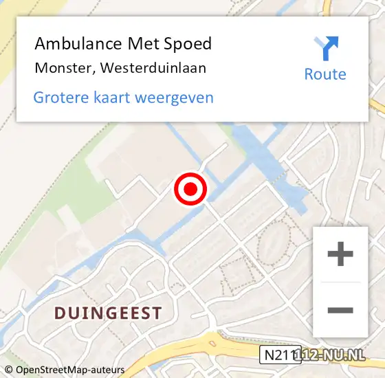 Locatie op kaart van de 112 melding: Ambulance Met Spoed Naar Monster, Westerduinlaan op 15 maart 2016 16:52