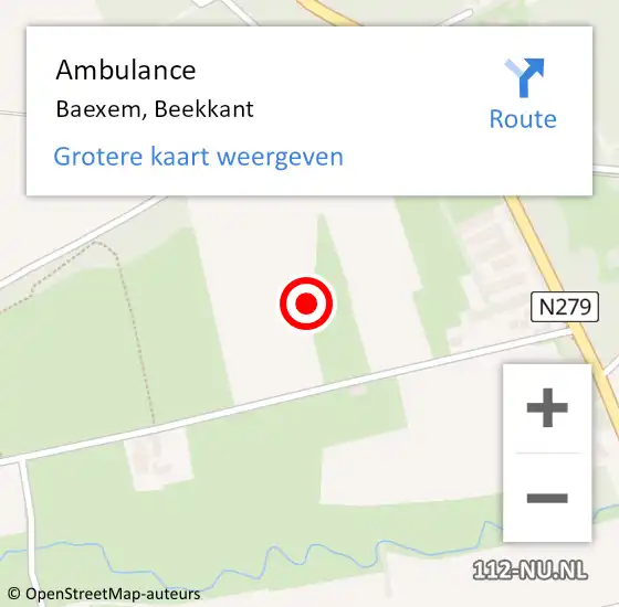 Locatie op kaart van de 112 melding: Ambulance Baexem, Beekkant op 15 maart 2016 16:54