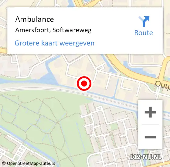 Locatie op kaart van de 112 melding: Ambulance Amersfoort, Softwareweg op 15 maart 2016 17:26