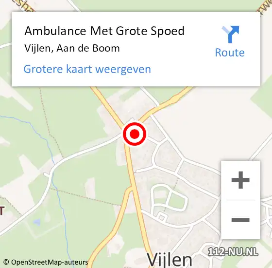 Locatie op kaart van de 112 melding: Ambulance Met Grote Spoed Naar Vijlen, Aan de Boom op 15 september 2013 12:49