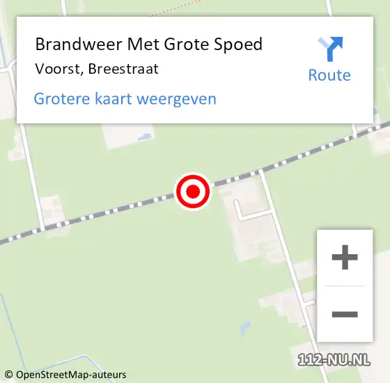 Locatie op kaart van de 112 melding: Brandweer Met Grote Spoed Naar Voorst, Breestraat op 15 maart 2016 17:55