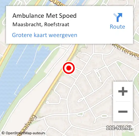 Locatie op kaart van de 112 melding: Ambulance Met Spoed Naar Maasbracht, Roefstraat op 15 maart 2016 18:12