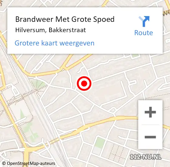 Locatie op kaart van de 112 melding: Brandweer Met Grote Spoed Naar Hilversum, Bakkerstraat op 15 maart 2016 18:44