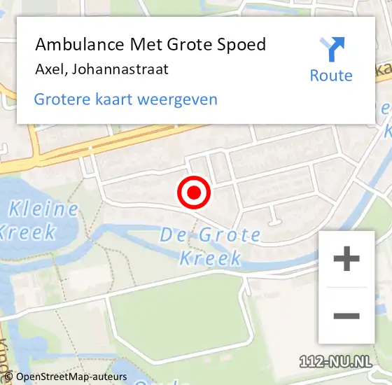 Locatie op kaart van de 112 melding: Ambulance Met Grote Spoed Naar Axel, Johannastraat op 9 december 2013 04:26