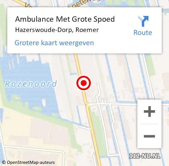 Locatie op kaart van de 112 melding: Ambulance Met Grote Spoed Naar Hazerswoude-Dorp, Roemer op 15 maart 2016 20:14