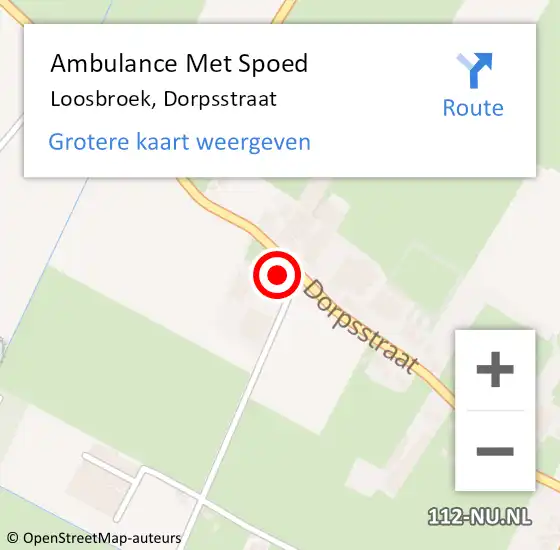 Locatie op kaart van de 112 melding: Ambulance Met Spoed Naar Loosbroek, Dorpsstraat op 15 maart 2016 20:16