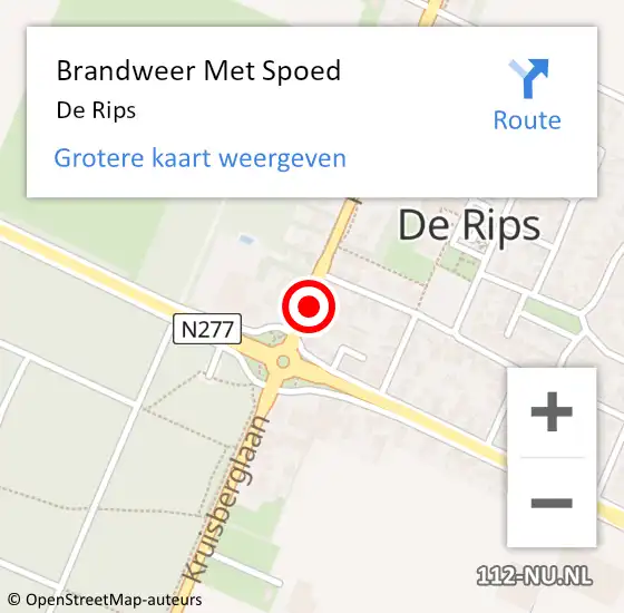 Locatie op kaart van de 112 melding: Brandweer Met Spoed Naar De Rips op 15 maart 2016 20:43