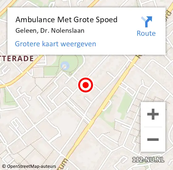 Locatie op kaart van de 112 melding: Ambulance Met Grote Spoed Naar Geleen, Dr. Nolenslaan op 9 december 2013 04:57