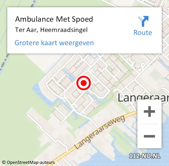 Locatie op kaart van de 112 melding: Ambulance Met Spoed Naar Ter Aar, Heemraadsingel op 15 maart 2016 21:47