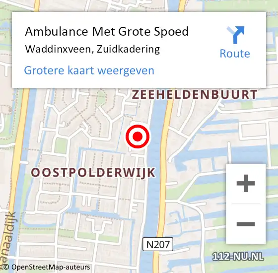 Locatie op kaart van de 112 melding: Ambulance Met Grote Spoed Naar Waddinxveen, Zuidkadering op 15 maart 2016 23:28