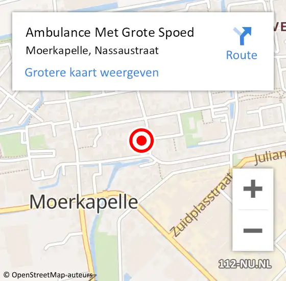 Locatie op kaart van de 112 melding: Ambulance Met Grote Spoed Naar Moerkapelle, Nassaustraat op 16 maart 2016 02:48