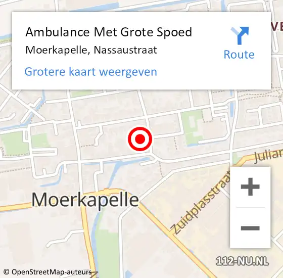 Locatie op kaart van de 112 melding: Ambulance Met Grote Spoed Naar Moerkapelle, Nassaustraat op 16 maart 2016 02:50