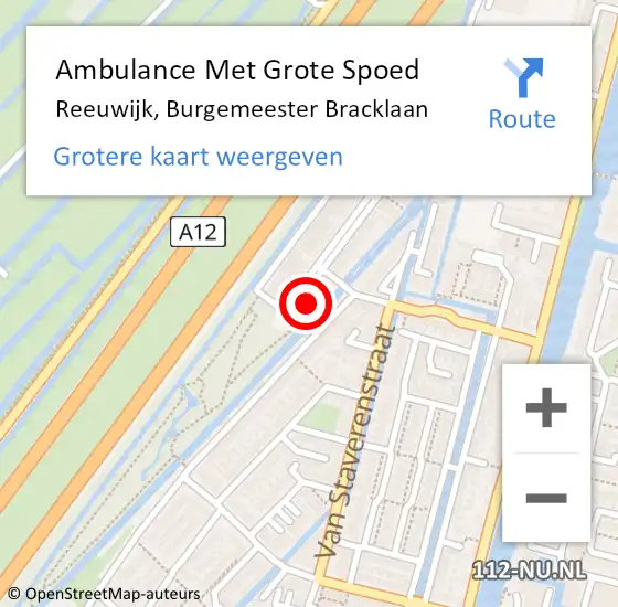 Locatie op kaart van de 112 melding: Ambulance Met Grote Spoed Naar Reeuwijk, Burgemeester Bracklaan op 16 maart 2016 04:00