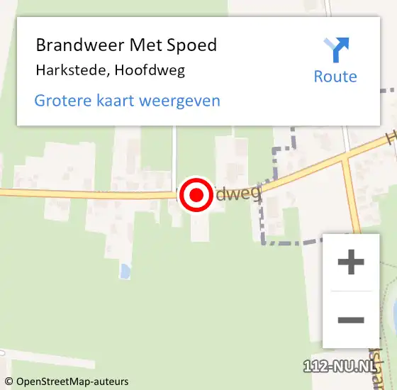 Locatie op kaart van de 112 melding: Brandweer Met Spoed Naar Harkstede, Hoofdweg op 16 maart 2016 06:49