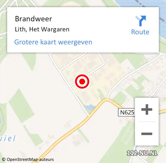 Locatie op kaart van de 112 melding: Brandweer Lith, Het Wargaren op 16 maart 2016 06:59