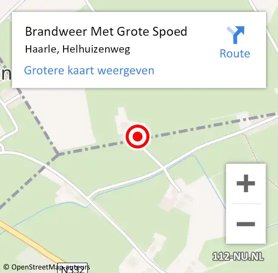 Locatie op kaart van de 112 melding: Brandweer Met Grote Spoed Naar Haarle, Helhuizenweg op 16 maart 2016 07:43