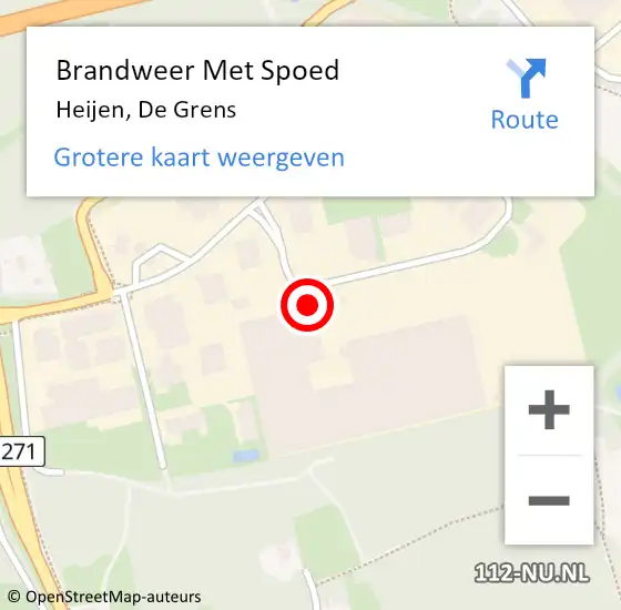 Locatie op kaart van de 112 melding: Brandweer Met Spoed Naar Heijen, De Grens op 16 maart 2016 07:51