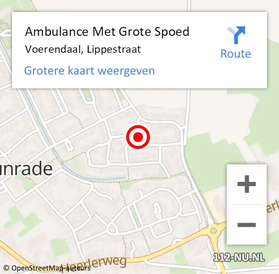 Locatie op kaart van de 112 melding: Ambulance Met Grote Spoed Naar Voerendaal, Lippestraat op 9 december 2013 06:37