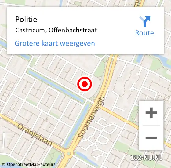 Locatie op kaart van de 112 melding: Politie Castricum, Offenbachstraat op 16 maart 2016 08:21