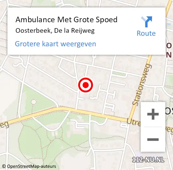 Locatie op kaart van de 112 melding: Ambulance Met Grote Spoed Naar Oosterbeek, De la Reijweg op 16 maart 2016 08:28