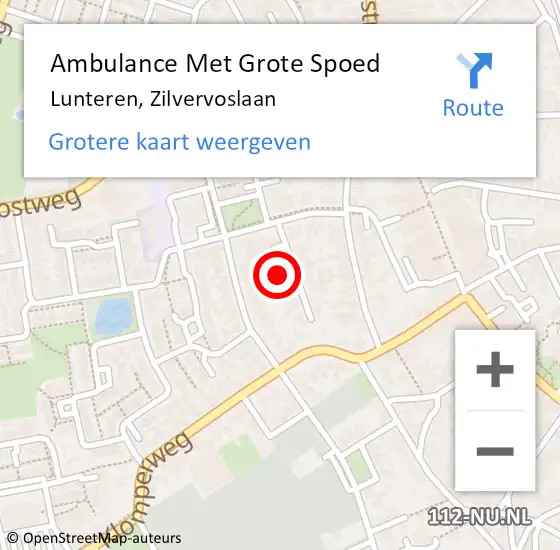 Locatie op kaart van de 112 melding: Ambulance Met Grote Spoed Naar Lunteren, Zilvervoslaan op 16 maart 2016 08:29