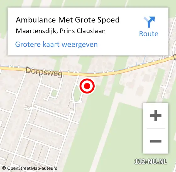 Locatie op kaart van de 112 melding: Ambulance Met Grote Spoed Naar Maartensdijk, Prins Clauslaan op 16 maart 2016 09:27