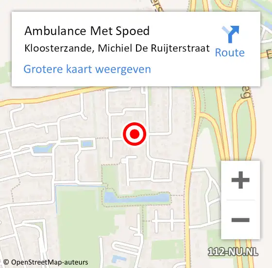 Locatie op kaart van de 112 melding: Ambulance Met Spoed Naar Kloosterzande, Michiel De Ruijterstraat op 16 maart 2016 09:40