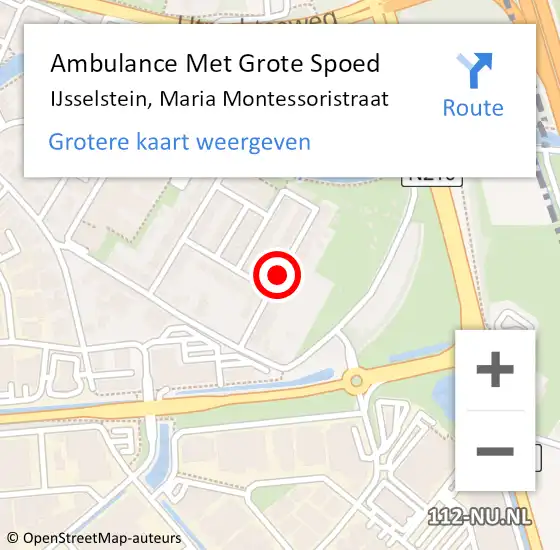 Locatie op kaart van de 112 melding: Ambulance Met Grote Spoed Naar IJsselstein, Maria Montessoristraat op 16 maart 2016 10:02