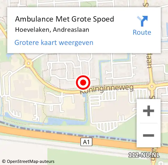 Locatie op kaart van de 112 melding: Ambulance Met Grote Spoed Naar Hoevelaken, Andreaslaan op 16 maart 2016 10:23