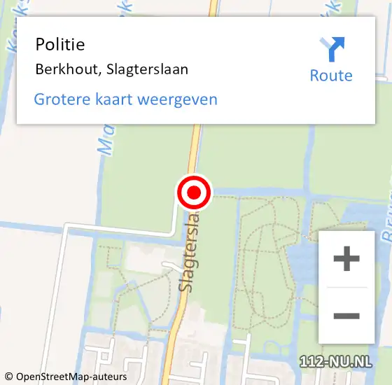 Locatie op kaart van de 112 melding: Politie Berkhout, Slagterslaan op 16 maart 2016 10:25