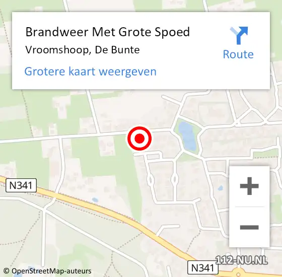 Locatie op kaart van de 112 melding: Brandweer Met Grote Spoed Naar Vroomshoop, De Bunte op 16 maart 2016 10:37