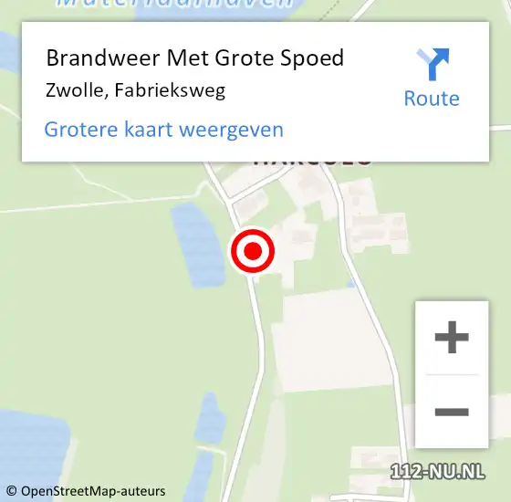 Locatie op kaart van de 112 melding: Brandweer Met Grote Spoed Naar Zwolle, Fabrieksweg op 16 maart 2016 10:43