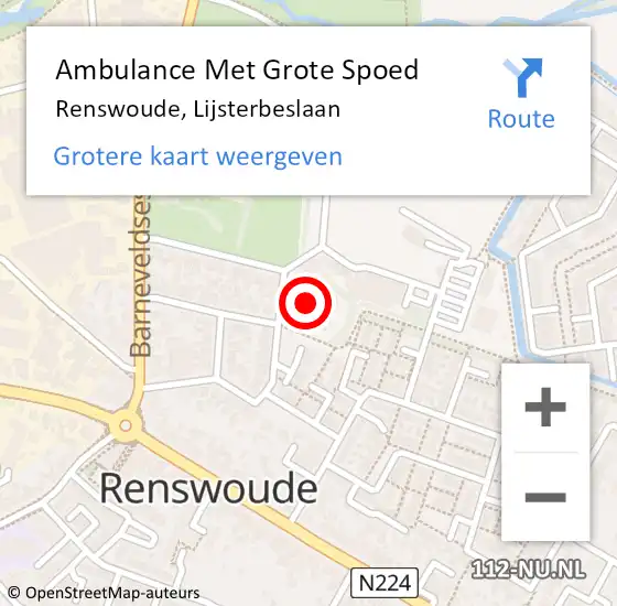 Locatie op kaart van de 112 melding: Ambulance Met Grote Spoed Naar Renswoude, Lijsterbeslaan op 16 maart 2016 12:44