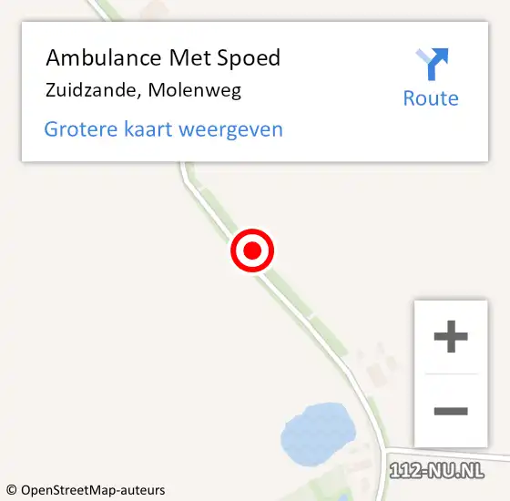 Locatie op kaart van de 112 melding: Ambulance Met Spoed Naar Zuidzande, Molenweg op 16 maart 2016 13:14