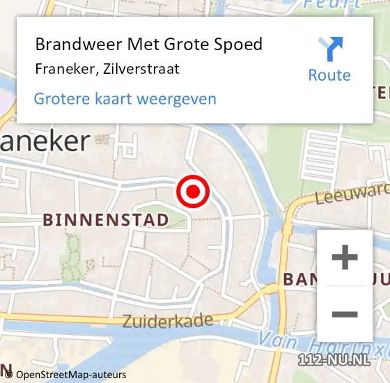 Locatie op kaart van de 112 melding: Brandweer Met Grote Spoed Naar Franeker, Zilverstraat op 16 maart 2016 13:21