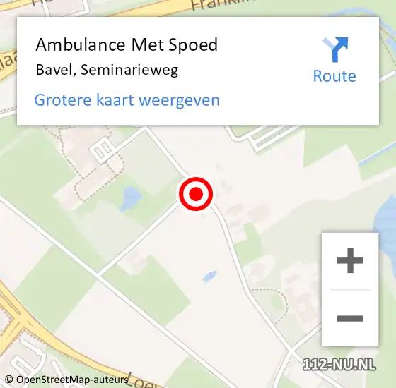 Locatie op kaart van de 112 melding: Ambulance Met Spoed Naar Bavel, Seminarieweg op 16 maart 2016 13:29