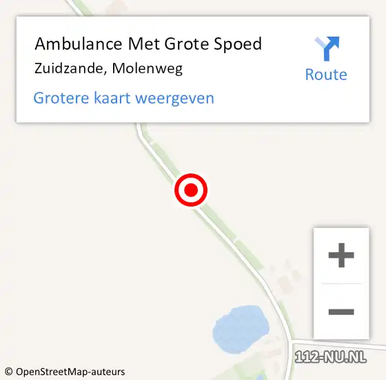 Locatie op kaart van de 112 melding: Ambulance Met Grote Spoed Naar Zuidzande, Molenweg op 16 maart 2016 13:36