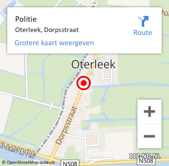 Locatie op kaart van de 112 melding: Politie Oterleek, Dorpsstraat op 16 maart 2016 13:37