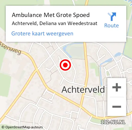 Locatie op kaart van de 112 melding: Ambulance Met Grote Spoed Naar Achterveld, Deliana van Weedestraat op 9 december 2013 07:52