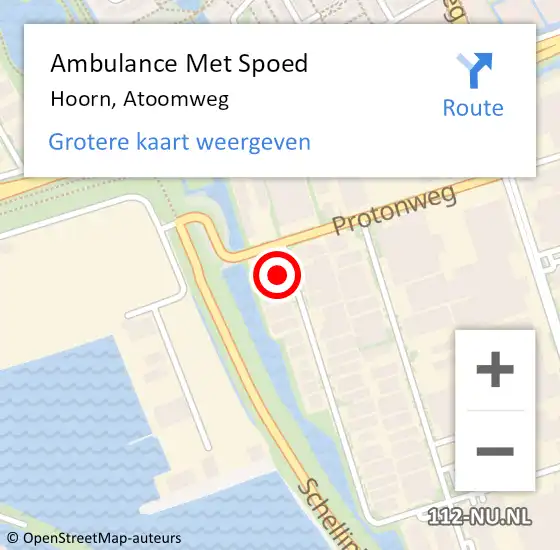 Locatie op kaart van de 112 melding: Ambulance Met Spoed Naar Hoorn, Atoomweg op 16 maart 2016 13:56